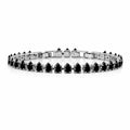 JeenMata 11 TCW Black Cubic Zirconia - Pear Cut Birthstone Tennis Bracelet for Women in Eternity Design - White Gold Plating, Female, Adult