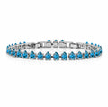 JeenMata 11 TCW December Blue Topaz - Pear Cut Birthstone Tennis Bracelet for Women in Eternity Design - White Gold Plating, Female, Adult