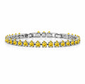 JeenMata 11 TCW November Citrine - Pear Cut Birthstone Tennis Bracelet for Women in Eternity Design - White Gold Plating, Female, Adult
