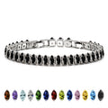 JeenMata 5.5 Carat Black Cubic Zirconia - Marquise Cut Birthstone Tennis Bracelet Eternity Design - White Gold Plating, Female, Adult
