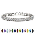 JeenMata 11 TCW April Cubic Zirconia - Marquise Cut Birthstone Tennis Bracelet for Women in Eternity Design - White Gold Plating, Female, Adult
