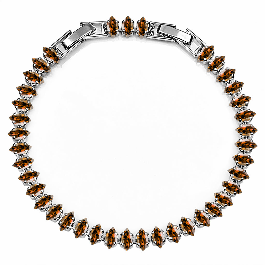 JeenMata 5.5 Carat January Garnet - Marquise Cut Birthstone Tennis Bracelet Eternity Design - White Gold Plating, Female, Adult