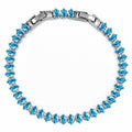 JeenMata 5.5 Carat December Blue Topaz - Marquise Cut Birthstone Tennis Bracelet Eternity Design - White Gold Plating, Female, Adult