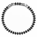 JeenMata 5.5 Carat Black Cubic Zirconia - Marquise Cut Birthstone Tennis Bracelet Eternity Design - White Gold Plating, Female, Adult