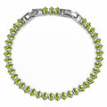 JeenMata 5.5 Carat August Peridot - Marquise Cut Birthstone Tennis Bracelet Eternity Design - White Gold Plating, Female, Adult