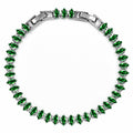 JeenMata 5.5 Carat May Emerald - Marquise Cut Birthstone Tennis Bracelet Eternity Design - White Gold Plating, Female, Adult