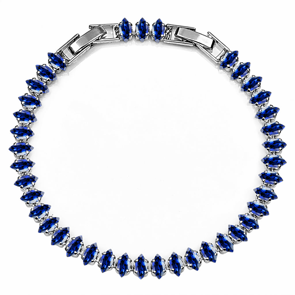 JeenMata 5.5 Carat June Alexandrite - Marquise Cut Birthstone Tennis Bracelet Eternity Design - White Gold Plating, Female, Adult