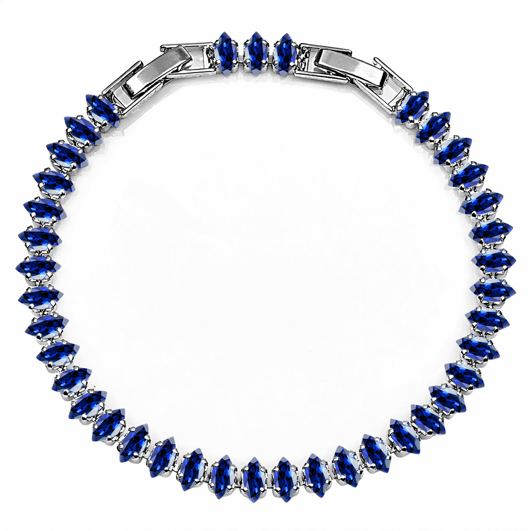 JeenMata 5.5 Carat June Alexandrite - Marquise Cut Birthstone Tennis Bracelet Eternity Design - White Gold Plating, Female, Adult