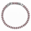 JeenMata 5.5 Carat October Pink Tourmaline - Marquise Cut Birthstone Tennis Bracelet Eternity Design - White Gold Plating, Female, Adult