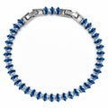 JeenMata 5.5 Carat September Blue Sapphire - Marquise Cut Birthstone Tennis Bracelet Eternity Design - White Gold Plating, Female, Adult