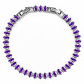 JeenMata 5.5 Carat February Amethyst - Marquise Cut Birthstone Tennis Bracelet Eternity Design - White Gold Plating, Female, Adult