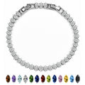 JeenMata 5.5 Carat April Cubic Zirconia - Marquise Cut Birthstone Tennis Bracelet Eternity Design - White Gold Plating, Female, Adult