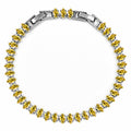 JeenMata 5.5 Carat November Citrine - Marquise Cut Birthstone Tennis Bracelet Eternity Design - White Gold Plating, Female, Adult