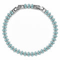 JeenMata 5.5 Carat March Aquamarine - Marquise Cut Birthstone Tennis Bracelet Eternity Design - White Gold Plating, Female, Adult