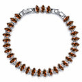 JeenMata 11 TCW January Garnet - Marquise Cut Birthstone Tennis Bracelet for Women in Eternity Design - White Gold Plating, Female, Adult