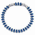 JeenMata 11 TCW September Blue Sapphire - Marquise Cut Birthstone Tennis Bracelet for Women in Eternity Design - White Gold Plating, Female, Adult