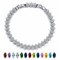 JeenMata 11 TCW April Cubic Zirconia - Marquise Cut Birthstone Tennis Bracelet for Women in Eternity Design - White Gold Plating, Female, Adult