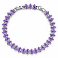 JeenMata 11 TCW February Amethyst - Marquise Cut Birthstone Tennis Bracelet for Women in Eternity Design - White Gold Plating, Female, Adult