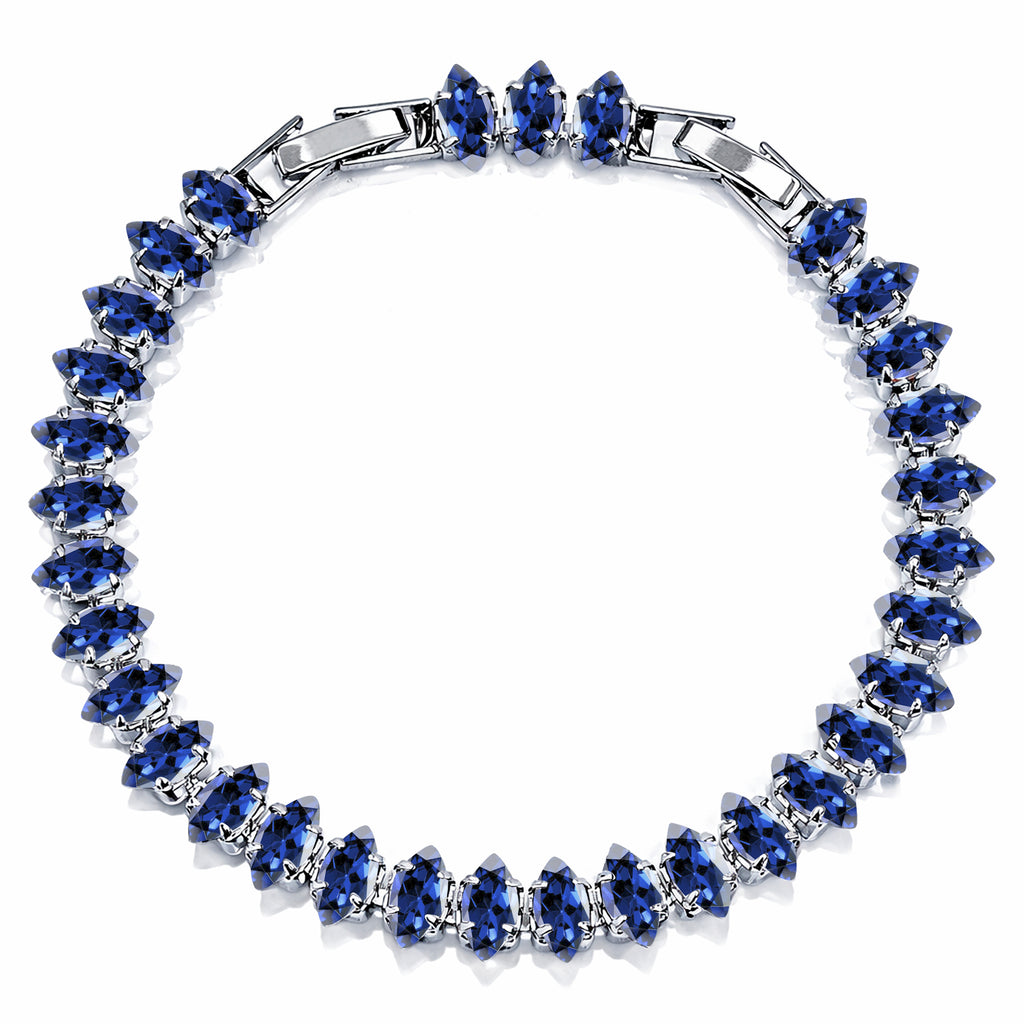 JeenMata 11 TCW June Alexandrite - Marquise Cut Birthstone Tennis Bracelet for Women in Eternity Design - White Gold Plating, Female, Adult