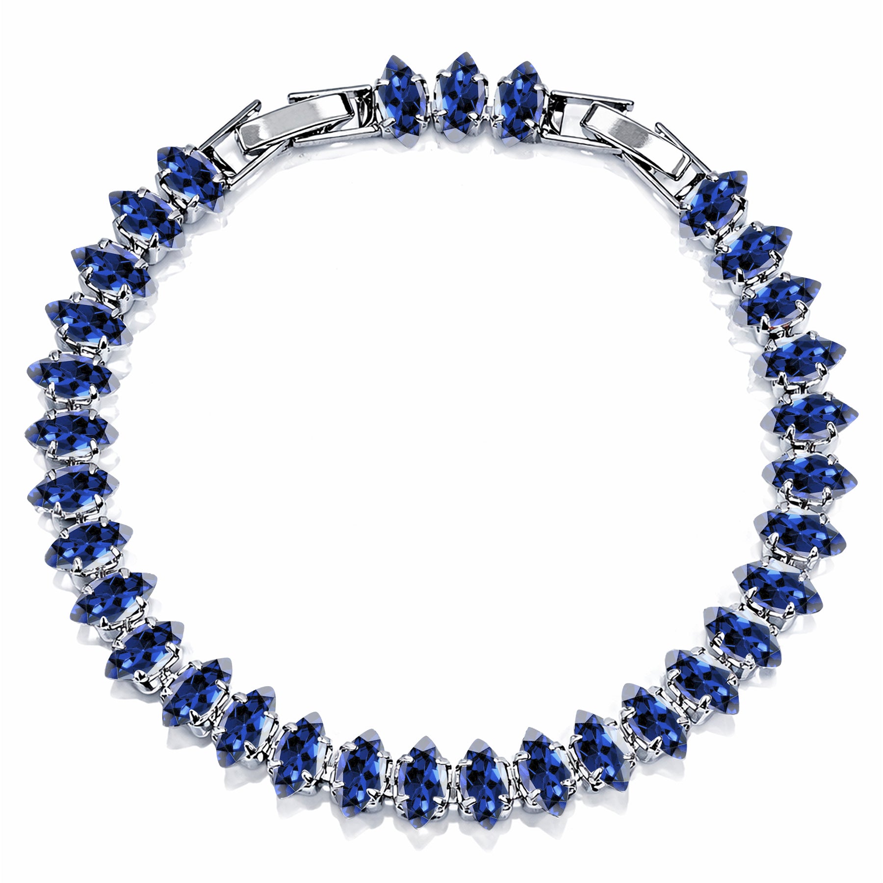 JeenMata 11 TCW June Alexandrite - Marquise Cut Birthstone Tennis Bracelet for Women in Eternity Design - White Gold Plating, Female, Adult