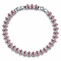 JeenMata 11 TCW October Pink Tourmaline - Marquise Cut Birthstone Tennis Bracelet for Women in Eternity Design - White Gold Plating, Female, Adult