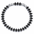 JeenMata 11 TCW Black Cubic Zirconia - Marquise Cut Birthstone Tennis Bracelet for Women in Eternity Design - White Gold Plating, Female, Adult