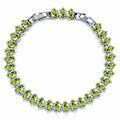 JeenMata 11 TCW August Peridot - Marquise Cut Birthstone Tennis Bracelet for Women in Eternity Design - White Gold Plating, Female, Adult