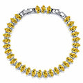 JeenMata 11 TCW November Citrine - Marquise Cut Birthstone Tennis Bracelet for Women in Eternity Design - White Gold Plating, Female, Adult