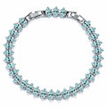 JeenMata 11 TCW March Aquamarine - Marquise Cut Birthstone Tennis Bracelet for Women in Eternity Design - White Gold Plating, Female, Adult