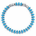 JeenMata 11 TCW December Blue Topaz - Marquise Cut Birthstone Tennis Bracelet for Women in Eternity Design - White Gold Plating, Female, Adult