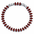 JeenMata 11 TCW July Ruby - Marquise Cut Birthstone Tennis Bracelet for Women in Eternity Design - White Gold Plating, Female, Adult
