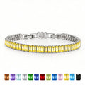 JeenMata 5.5 Carat November Citrine - Emerald Cut Birthstone Tennis Bracelet Eternity Design - White Gold Plating, Female, Adult
