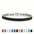 JeenMata 11 TCW Black Cubic Zirconia - Emerald Cut Birthstone Tennis Bracelet for Women in Eternity Design - White Gold Plating, Female, Adult