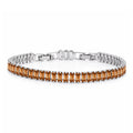 JeenMata 11 TCW January Garnet - Emerald Cut Birthstone Tennis Bracelet for Women in Eternity Design - White Gold Plating, Female, Adult