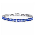 JeenMata 11 TCW June Alexandrite - Emerald Cut Birthstone Tennis Bracelet for Women in Eternity Design - White Gold Plating, Female, Adult