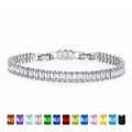 JeenMata 11 TCW April Cubic Zirconia - Emerald Cut Birthstone Tennis Bracelet for Women in Eternity Design - White Gold Plating, Female, Adult