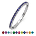 JeenMata Pave Accented - 0.25 Carat Round Cut -June Birthstone- Classic Wedding Band - 18K White Gold Plating for Women