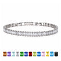 JeenMata 5.5 Carat April Cubic Zirconia - Emerald Cut Birthstone Tennis Bracelet Eternity Design - White Gold Plating, Female, Adult