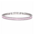 JeenMata 5.5 Carat October Pink Tourmaline - Emerald Cut Birthstone Tennis Bracelet Eternity Design - White Gold Plating, Female, Adult