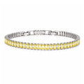 JeenMata 5.5 Carat November Citrine - Emerald Cut Birthstone Tennis Bracelet Eternity Design - White Gold Plating, Female, Adult