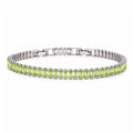 JeenMata 5.5 Carat August Peridot - Emerald Cut Birthstone Tennis Bracelet Eternity Design - White Gold Plating, Female, Adult