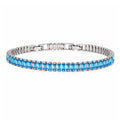 JeenMata 5.5 Carat December Blue Topaz - Emerald Cut Birthstone Tennis Bracelet Eternity Design - White Gold Plating, Female, Adult