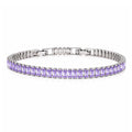 JeenMata 5.5 Carat February Amethyst - Emerald Cut Birthstone Tennis Bracelet Eternity Design - White Gold Plating, Female, Adult