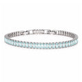 JeenMata 5.5 Carat March Aquamarine - Emerald Cut Birthstone Tennis Bracelet Eternity Design - White Gold Plating, Female, Adult