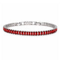 JeenMata 5.5 Carat July Ruby - Emerald Cut Birthstone Tennis Bracelet Eternity Design - White Gold Plating, Female, Adult