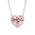 JeenMata 2 Carat Pink Tourmaline - October Birthstone Elegant Heart Shaped Halo Pendant Necklace - 18K White Gold Plating for Women