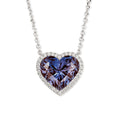 JeenMata 2 Carat Alexandrite - June Birthstone Elegant Heart Shaped Halo Pendant Necklace - 18K White Gold Plating for Women