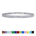 JeenMata 5.5 TCW April Cubic Zirconia - Princess Cut Birthstone Tennis Bracelet for Women Eternity Design - White Gold Plating, Birthday, Anniversary, Valentine's Day Gift