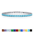 JeenMata 11 Carat December Blue Topaz - Princess Cut Birthstone Tennis Bracelet for Women Eternity Design - White Gold Plating, Birthday, Anniversary, Valentine's Day Gift