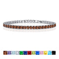 JeenMata 11 Carat January Garnet - Princess Cut Birthstone Tennis Bracelet for Women Eternity Design - White Gold Plating, Birthday, Anniversary, Valentine's Day Gift